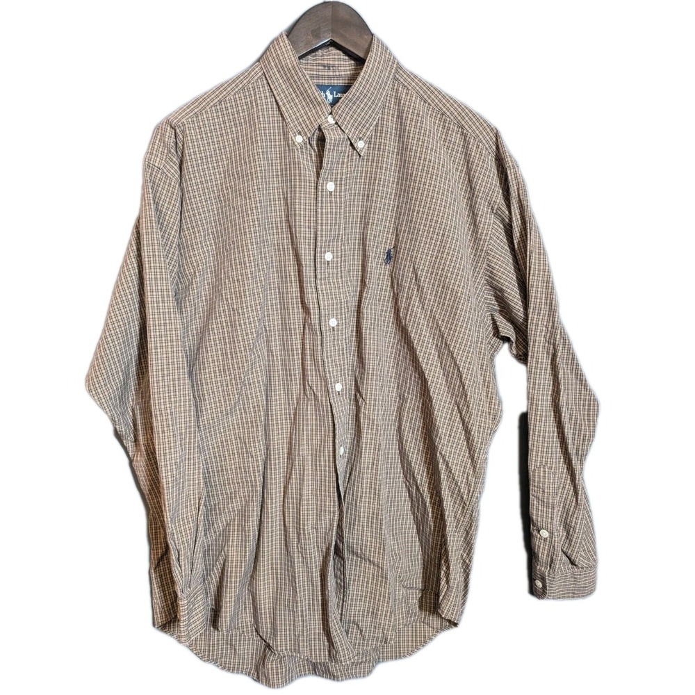 Y2K Ralph Lauren‎ Blake Shirt M Brown Plaid Core Street Prep Grunge Vintage